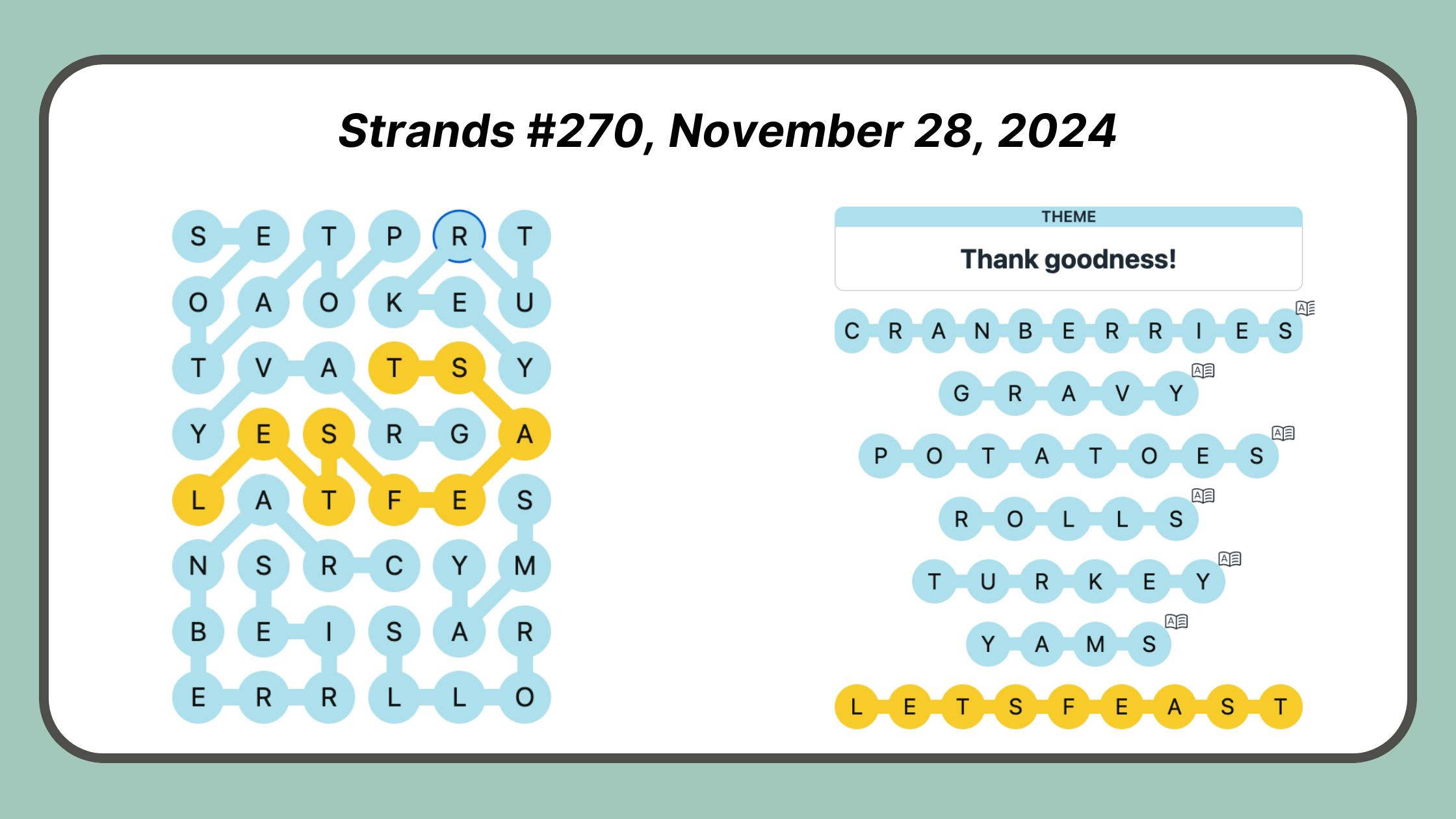 Strands Puzzle #270, November 28, 2024