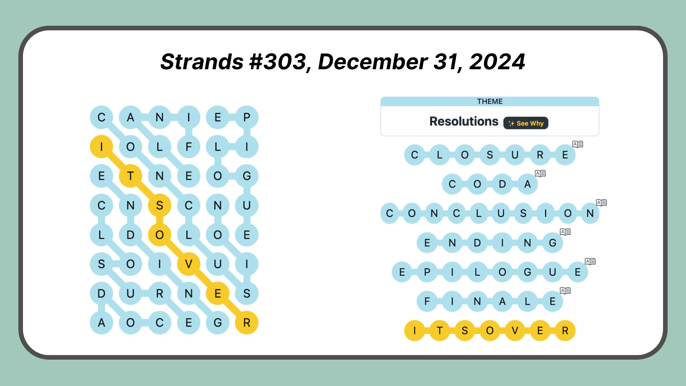 Strands Puzzle #303, December 31, 2024