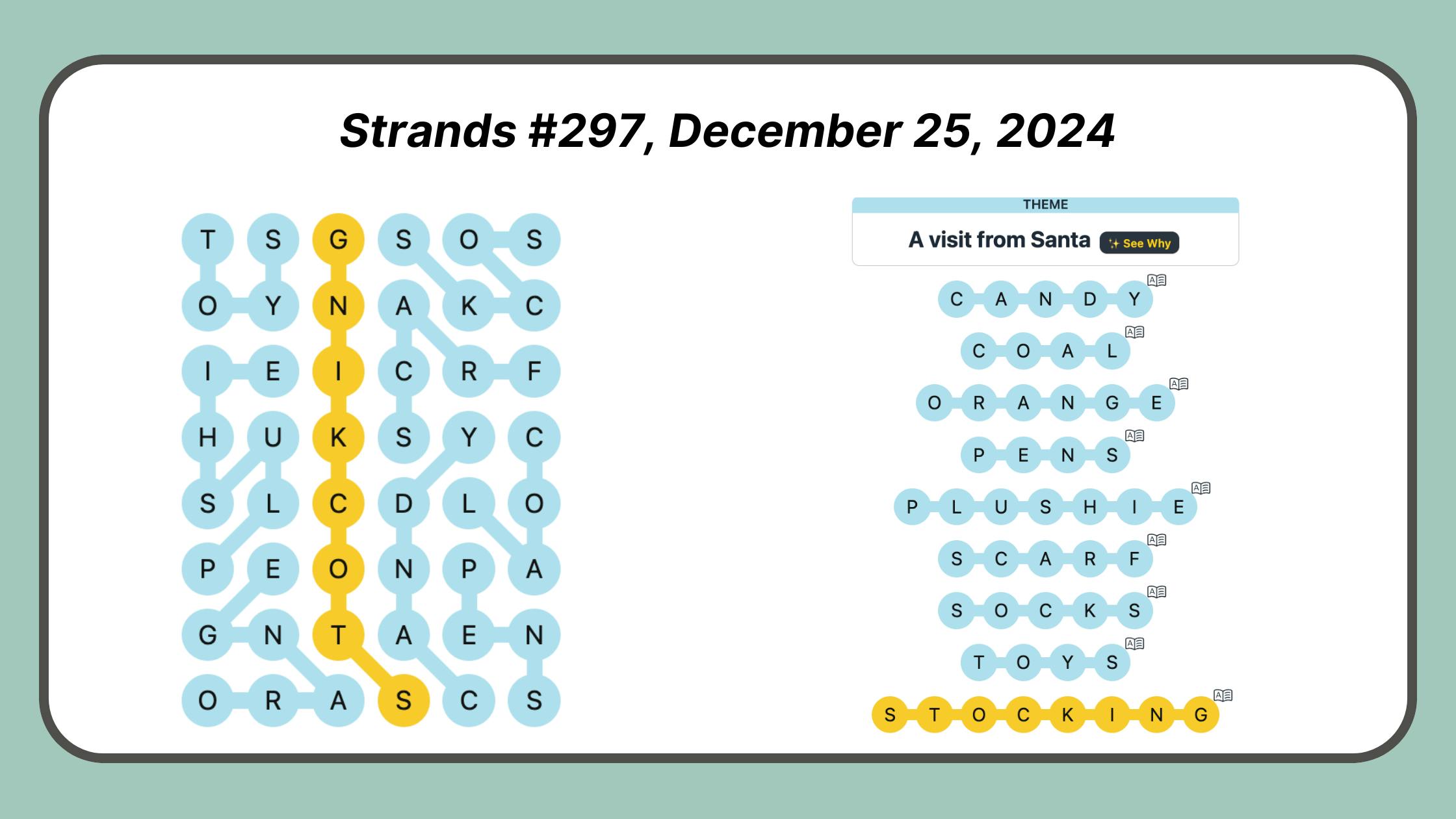 Strands Puzzle #297, December 25, 2024