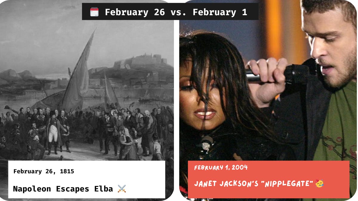 Napoleon Escapes Elba vs. Janet Jackson’s “Nipplegate”