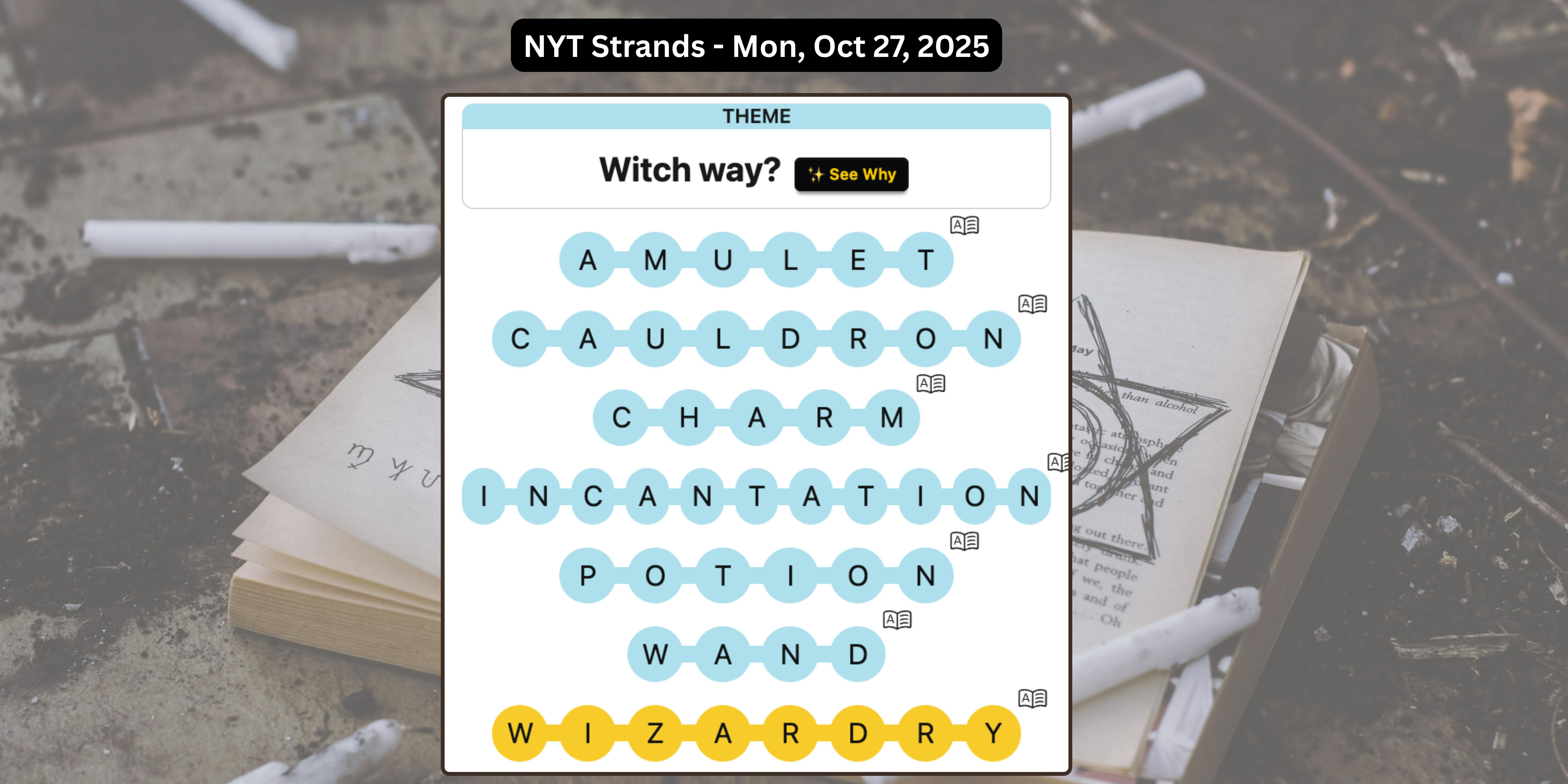 The “Witch way?” Strands puzzle from October 27, 2025.