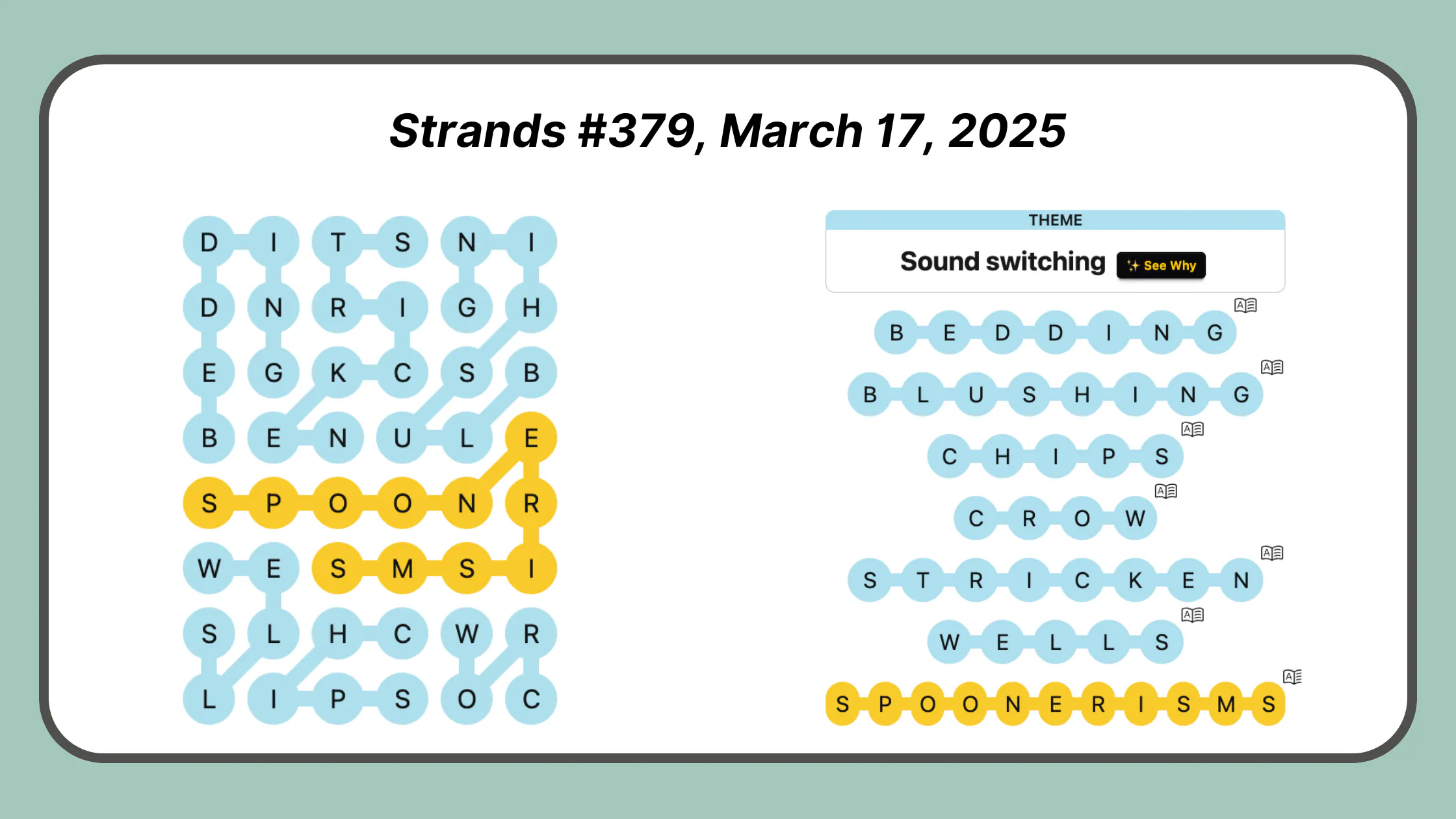 Strands Puzzle #379, March 17, 2025