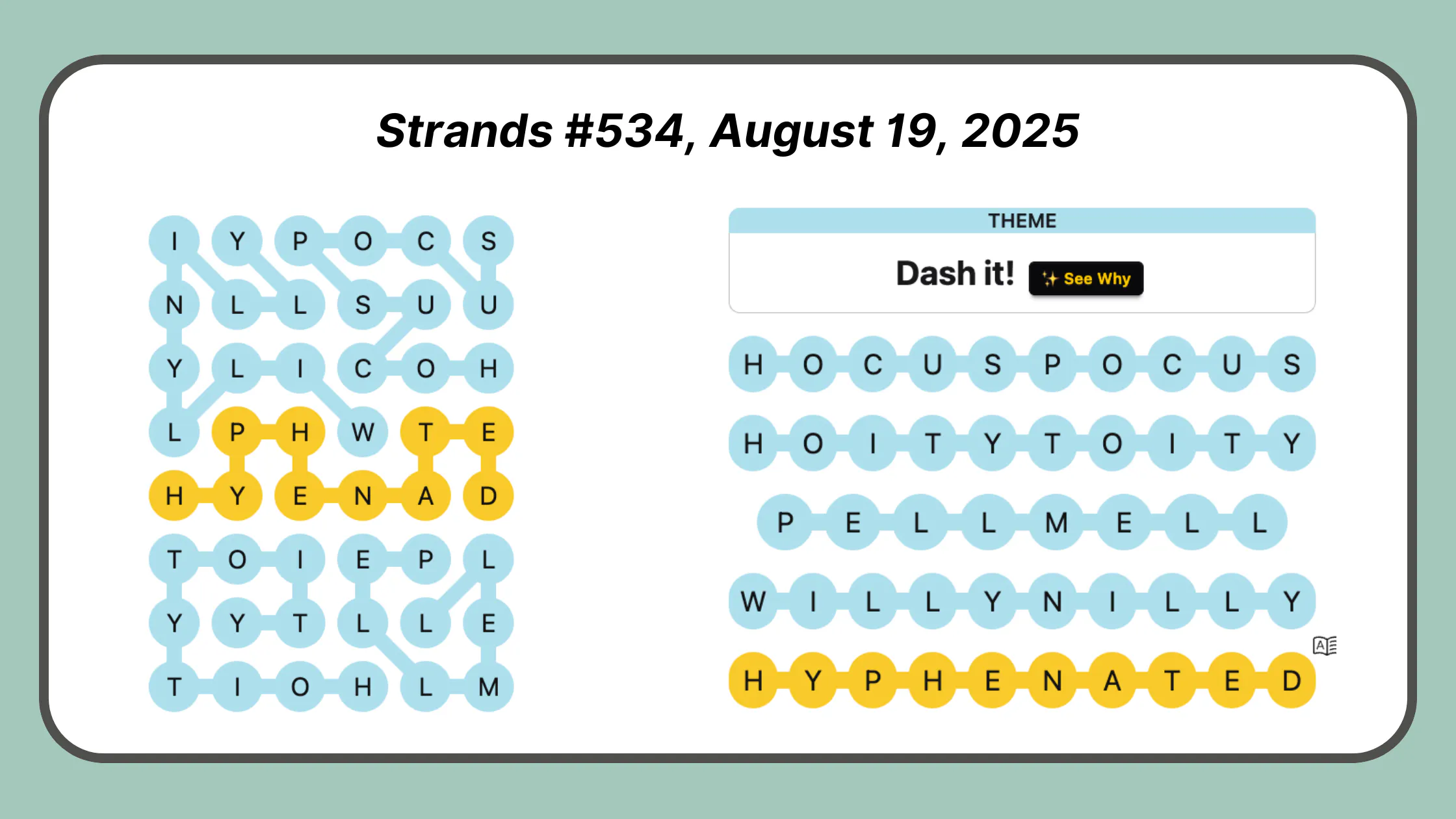 Strands Puzzle #534, August 19, 2025