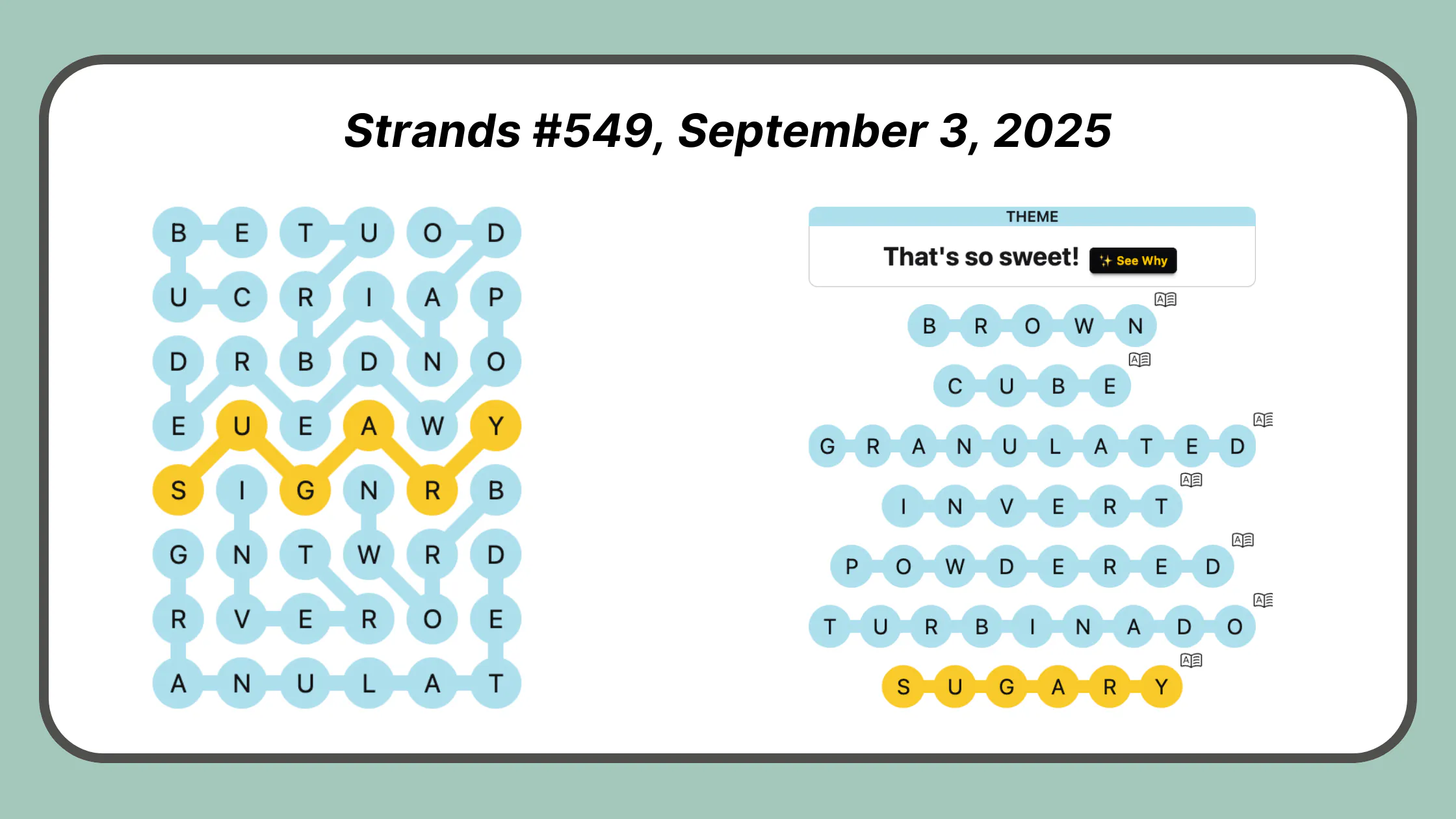 Strands Puzzle #549, September 3, 2025