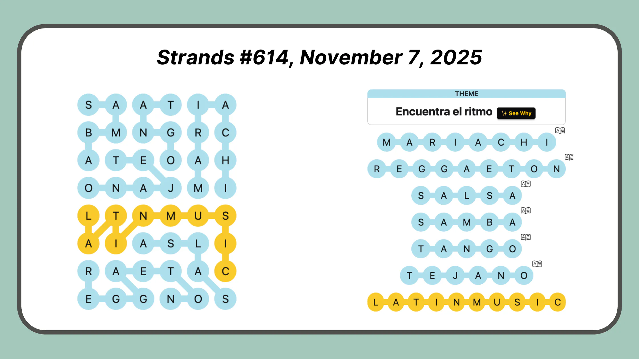 Strands Puzzle #614, November 7, 2025