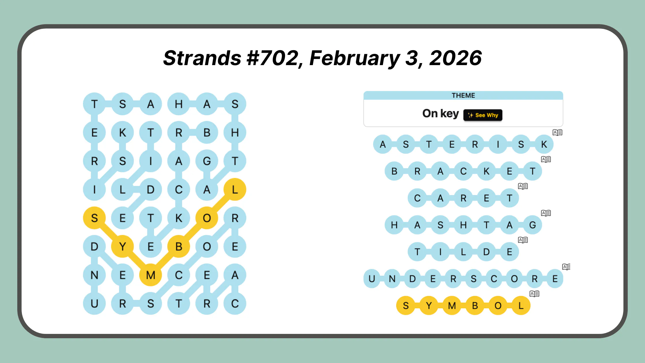 Strands Puzzle #702, February 3, 2026