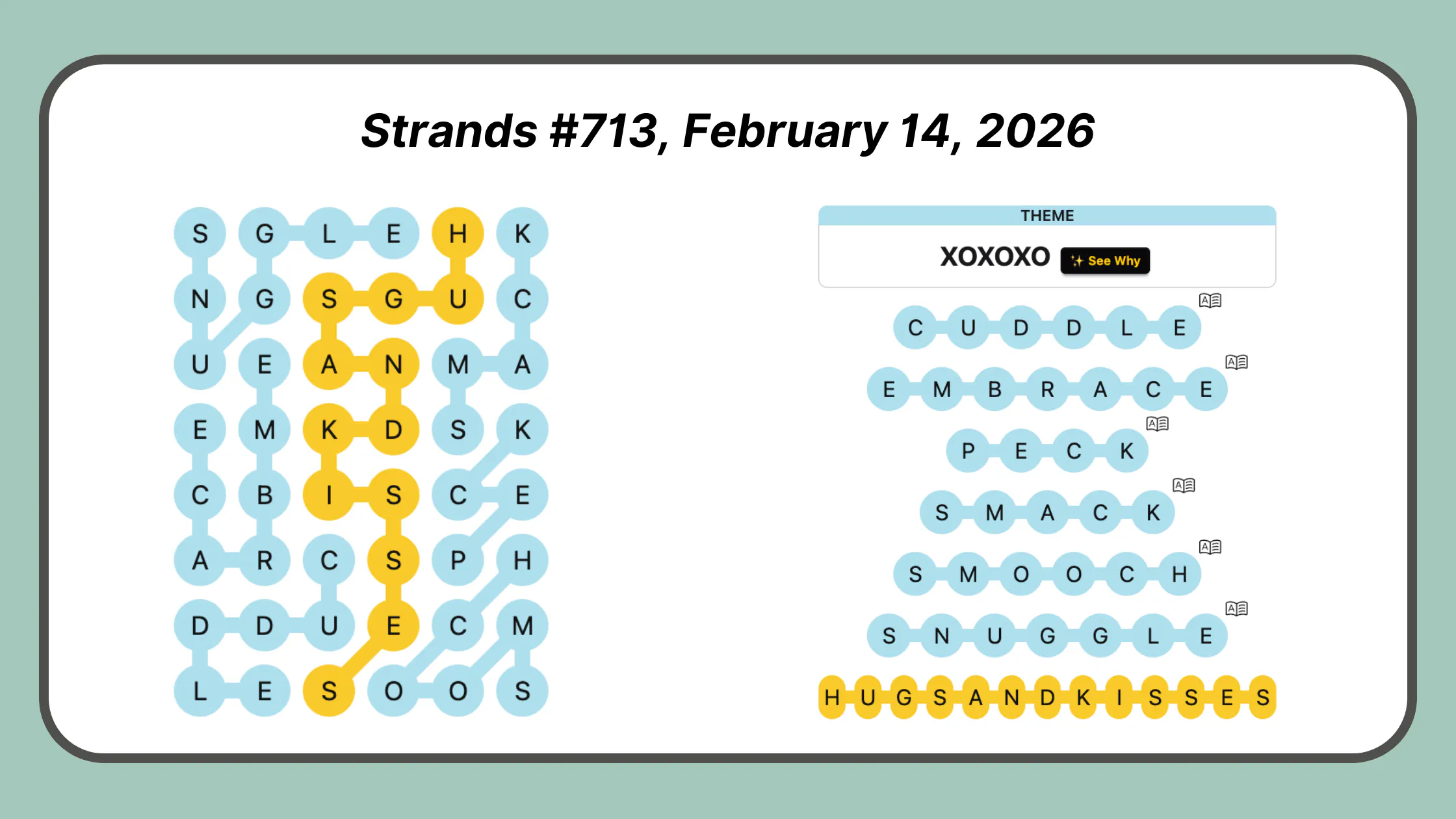 Strands Puzzle #713, February 14, 2026